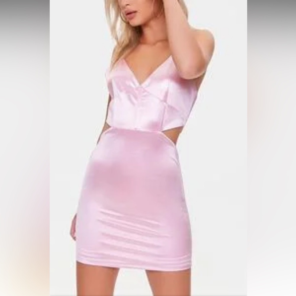 Elegant Mini Satin Pink Dress